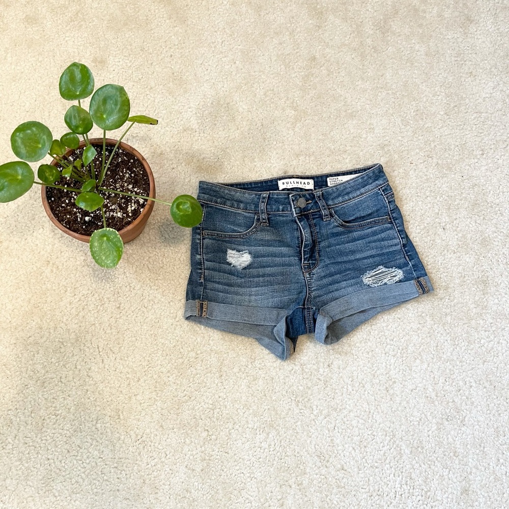 Super stretchy slightly distressed shorts